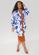 Tall Ruched Leaf Print Bodycon Dress