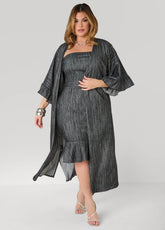 Ruffled Textured Denim Duster