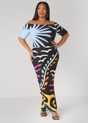 Tall Tropical Off The Shoulder Dress