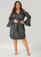 Cold Shoulder Textured Denim Dress