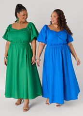 Bubble Sleeved Maxi Dress
