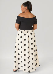 Off The Shoulder Polka Dot Dress