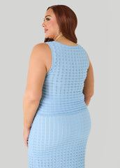Checked Textured Knit Tank