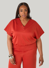 Athletic Knit V Neck Top