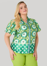 Puff Sleeved Circle Print Shirt