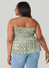 Printed Strapless Handkerchief Top