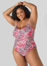 Leopard And Floral Print Swimsuit