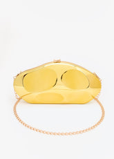 Metallic Hammered Bean Clutch