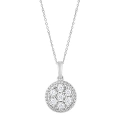 0.25 Carat Lab Grown Round Cluster Diamond Pendant Necklace In Sterling Silver