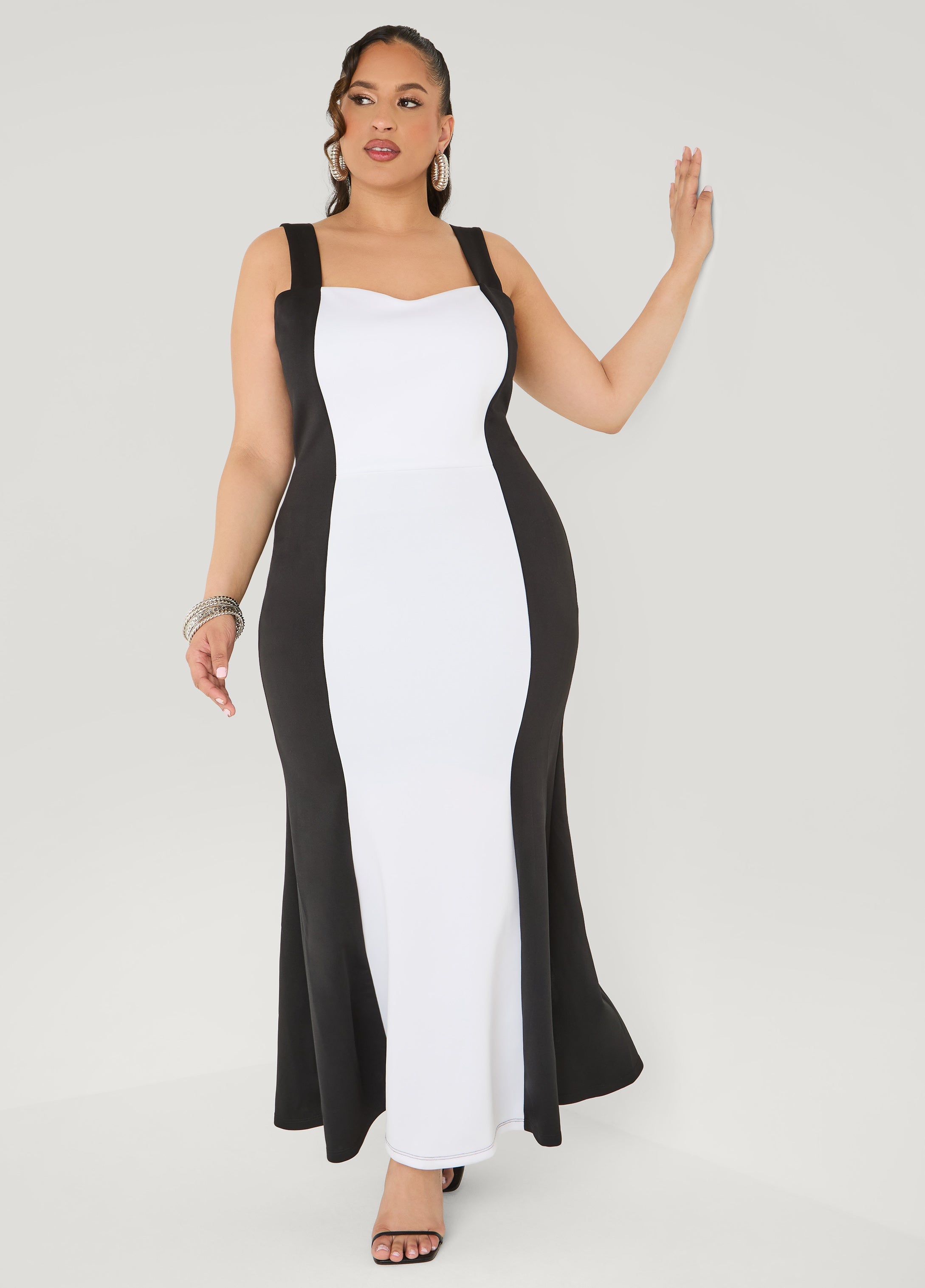 Two Tone Mermaid Maxi Dress