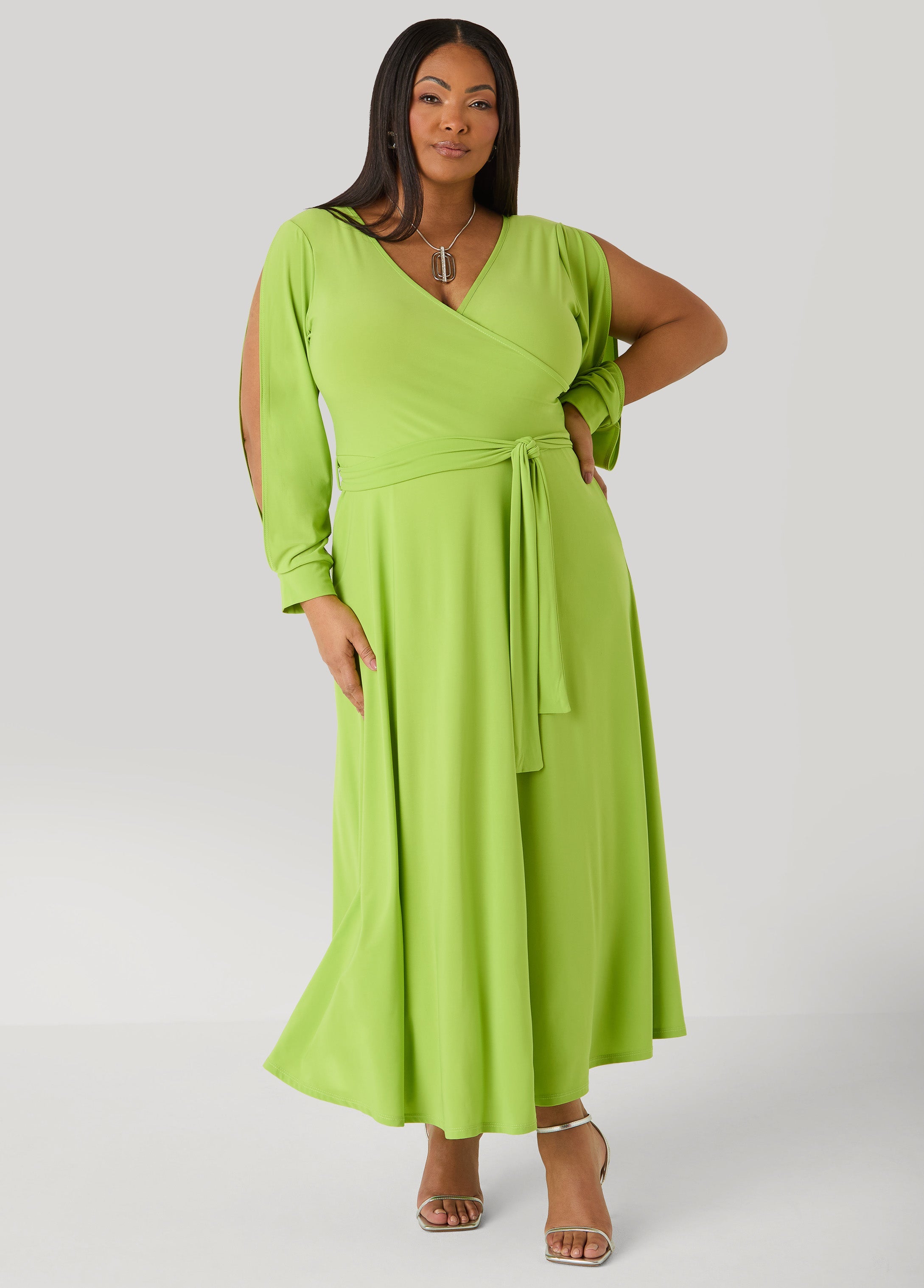 Split Sleeve A Line Maxi Dress