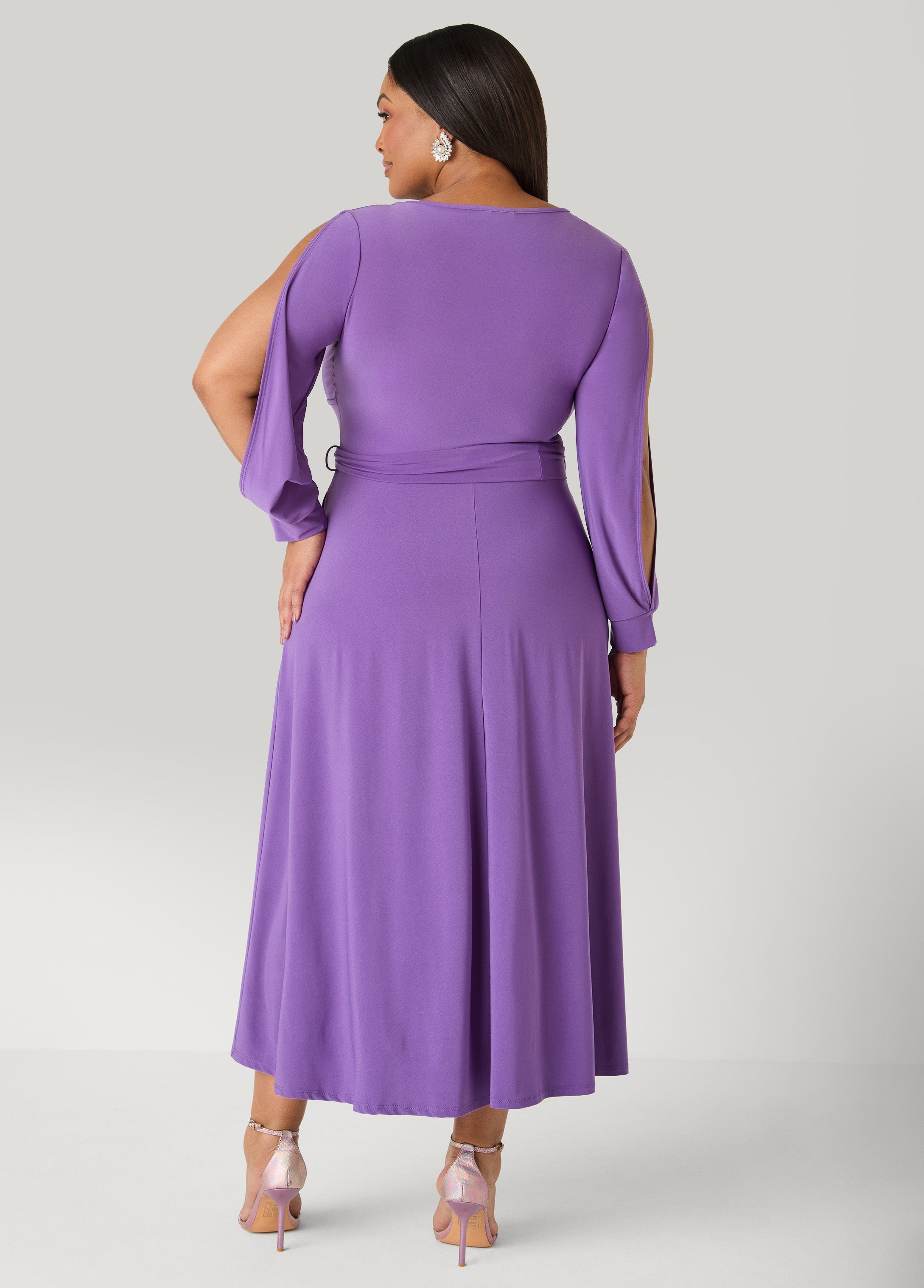 Split Sleeve A Line Maxi Dress
