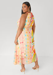 Tall Belted Scarf Print Maxi Dress