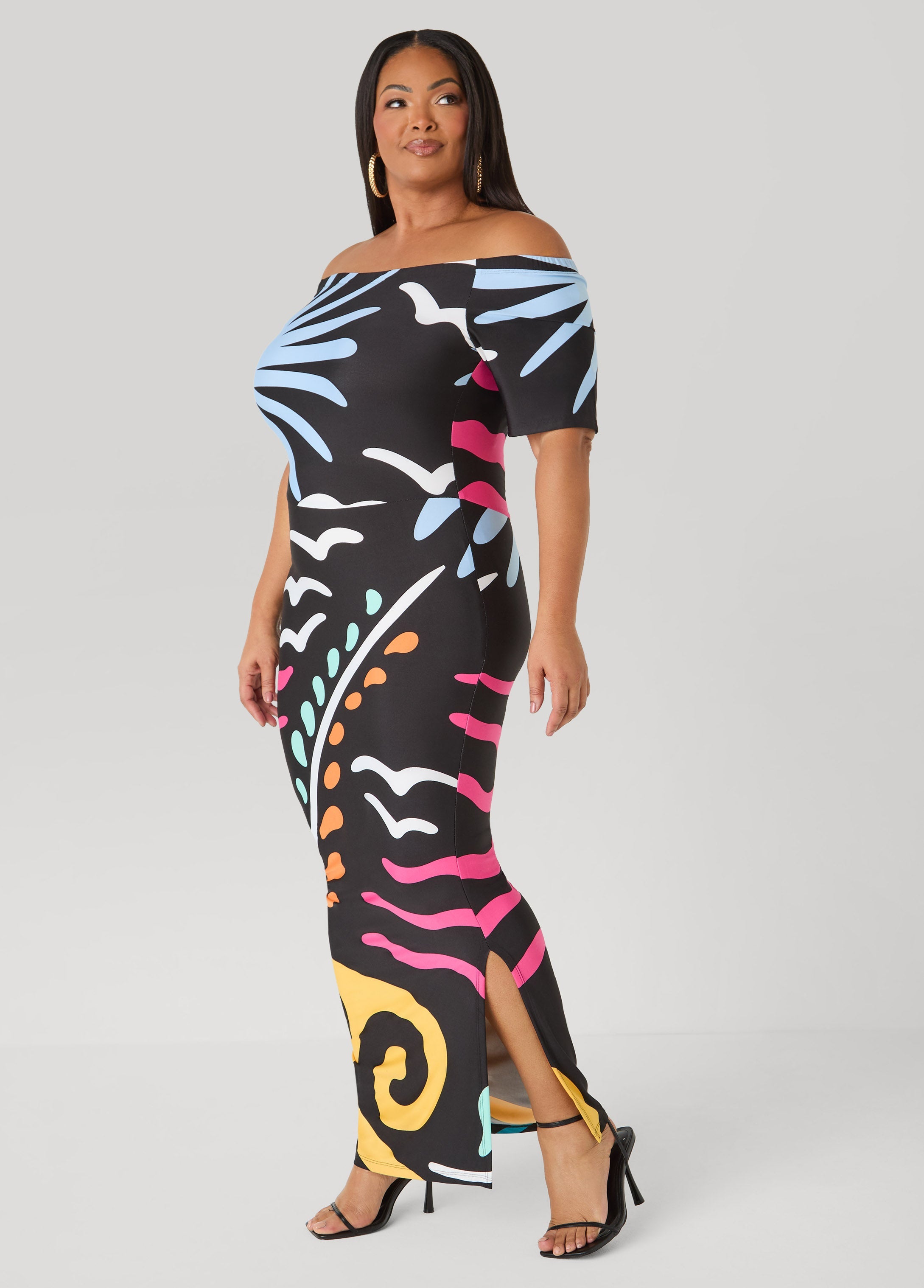Tall Tropical Off The Shoulder Dress