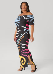Tall Tropical Off The Shoulder Dress
