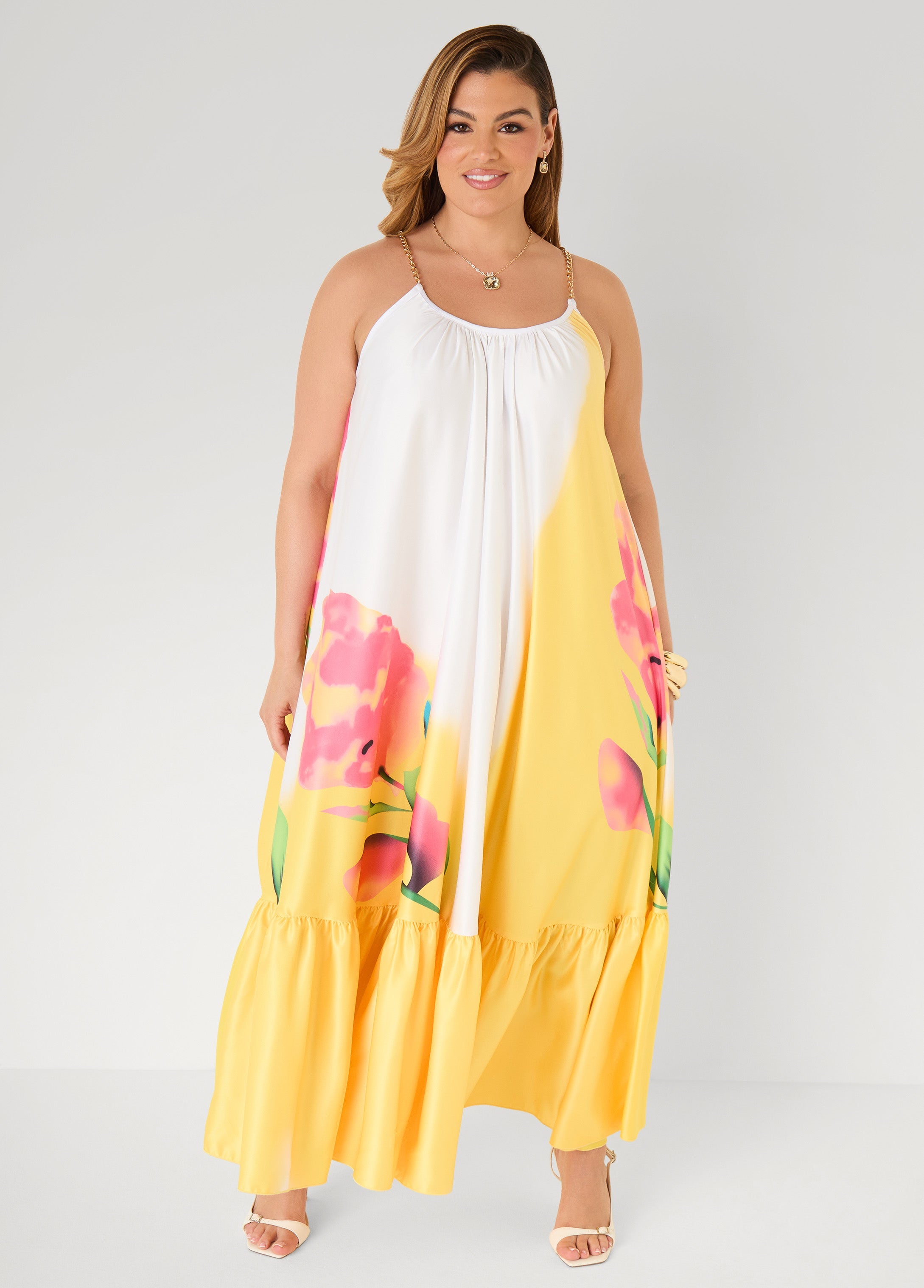Tall Chain Trimmed Floral Maxi Dress