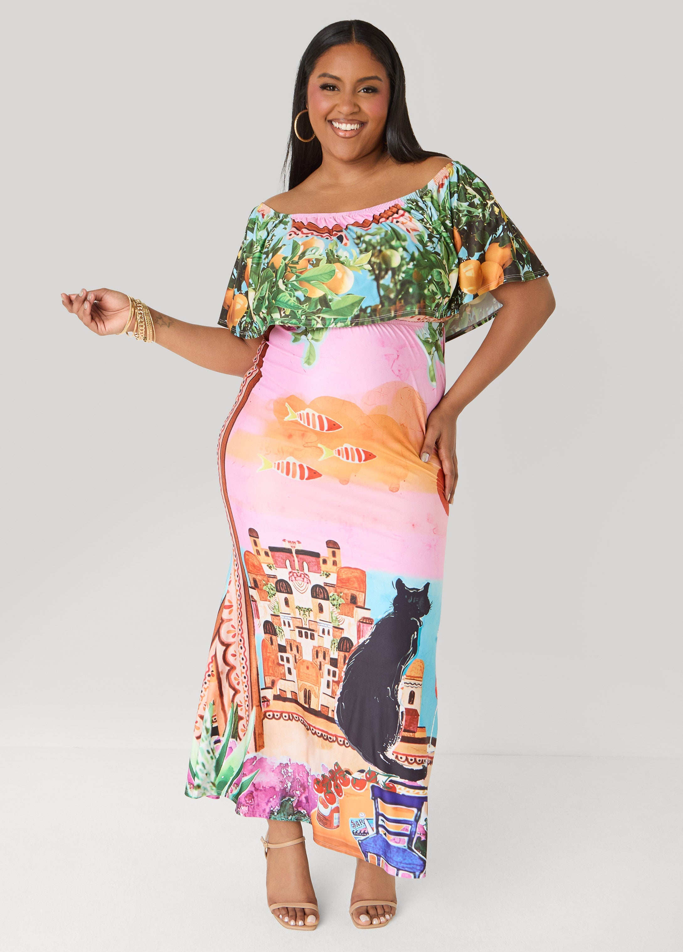 Printed Off The Shoulder Dress