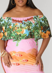 Printed Off The Shoulder Dress