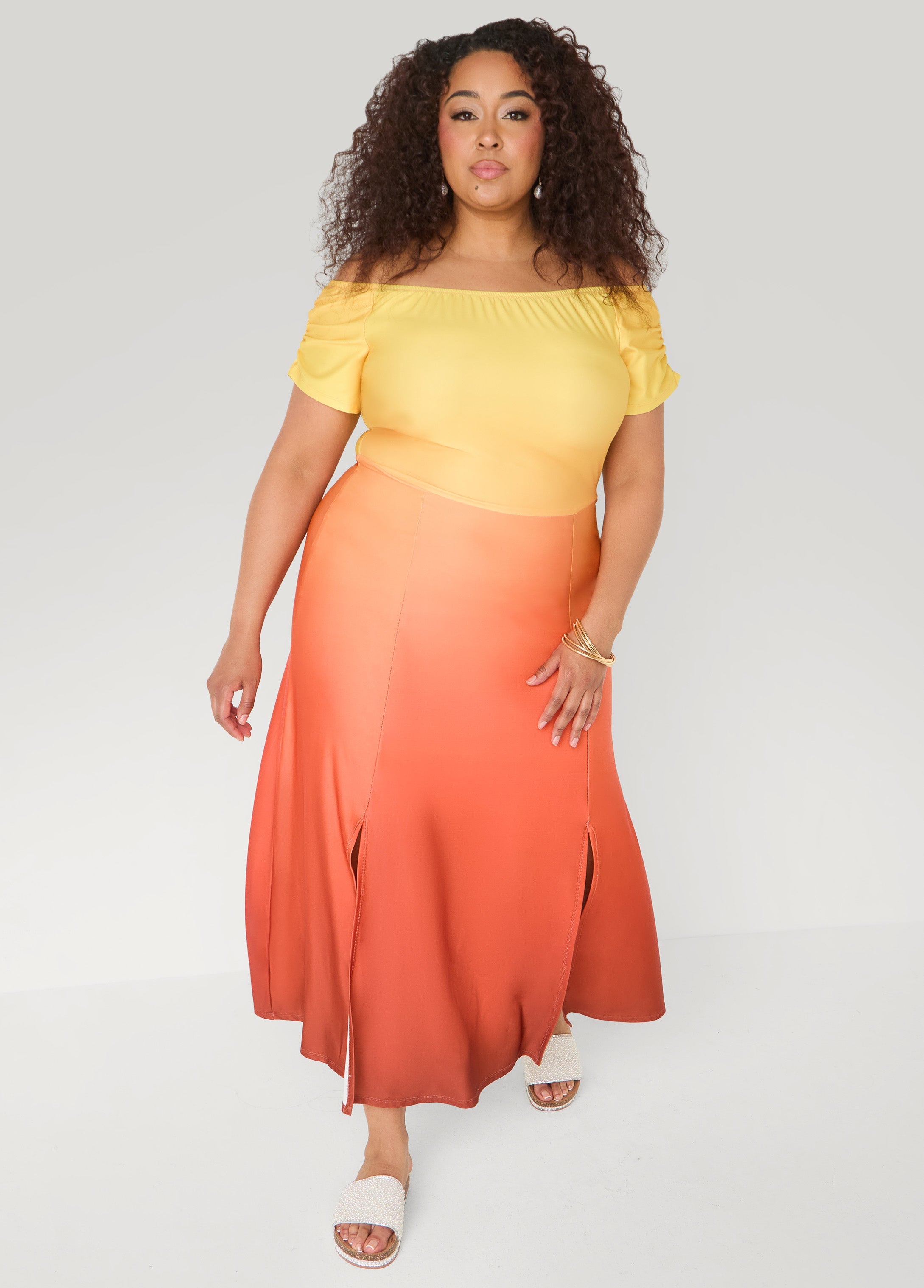 Tall Ombre Off The Shoulder Maxi Dress