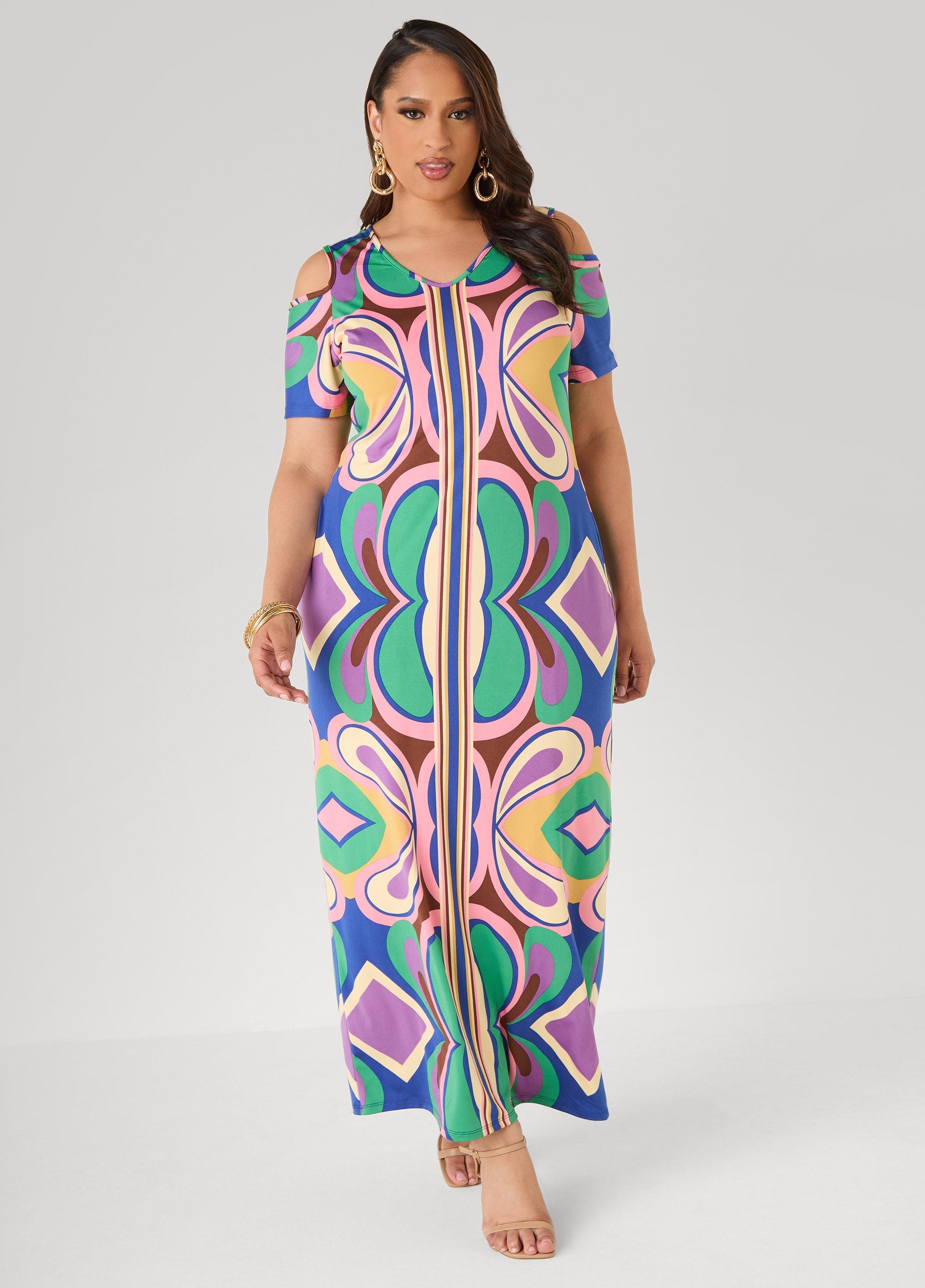 Tall Cold Shoulder Printed Maxi Dress