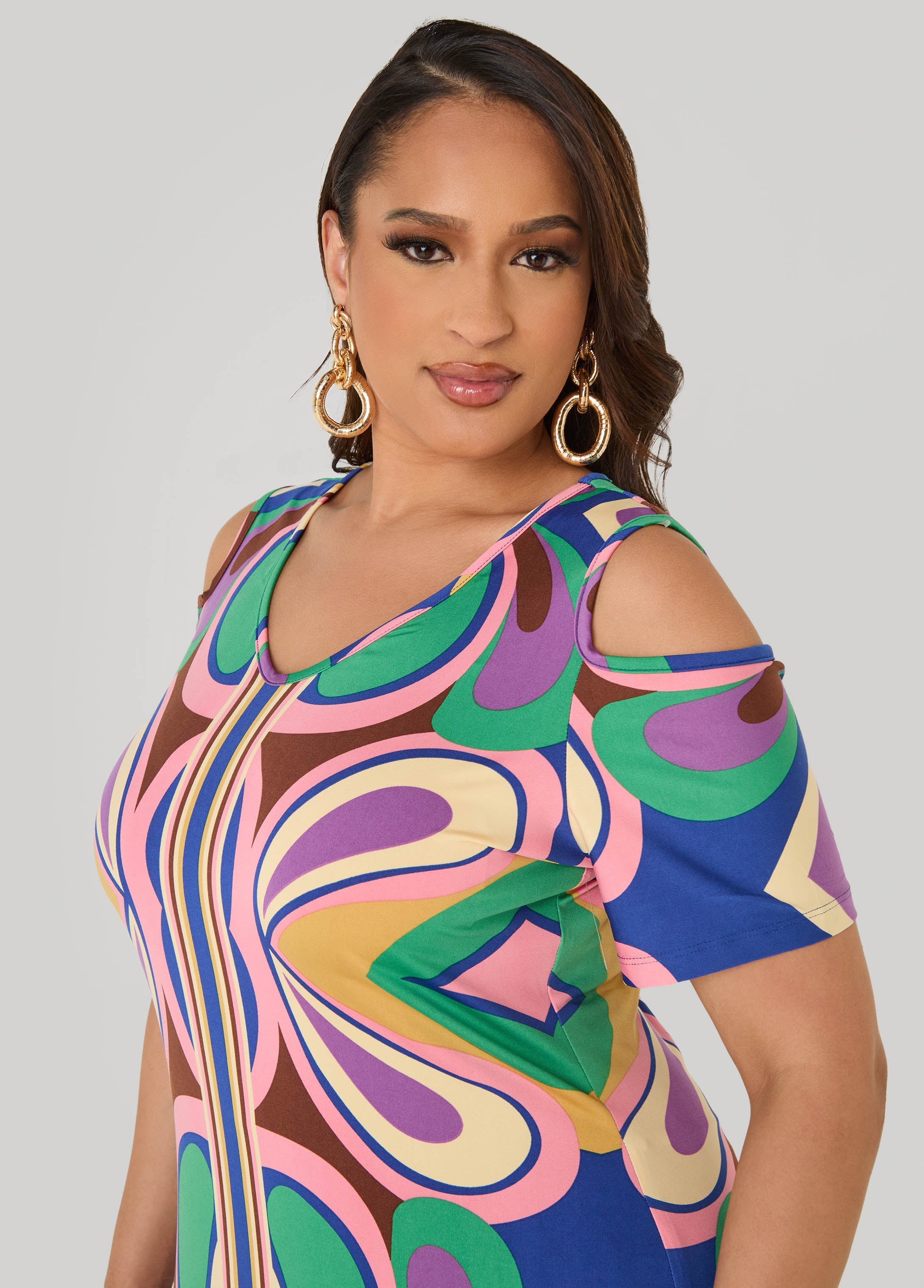Tall Cold Shoulder Printed Maxi Dress