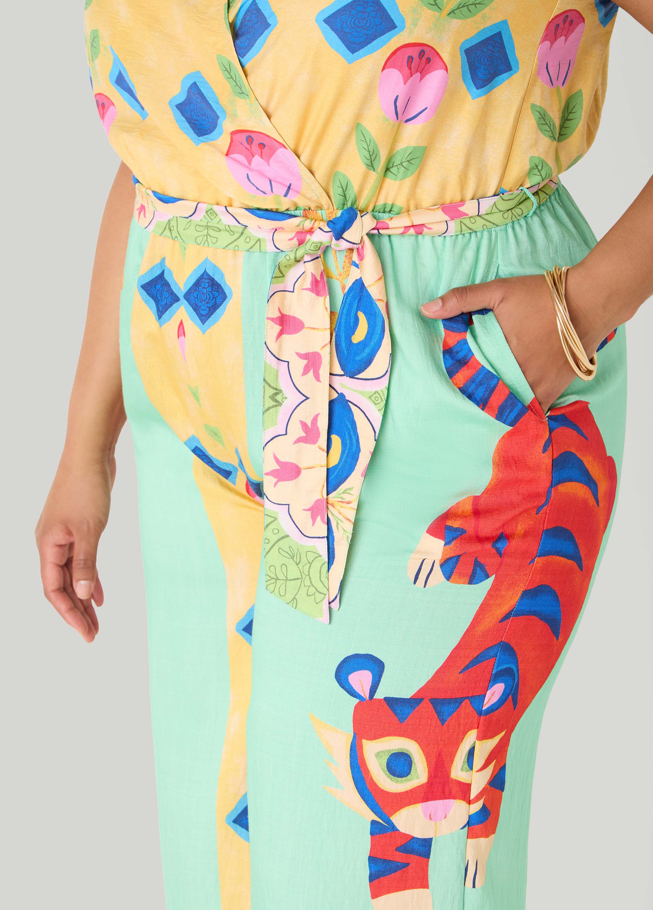 Cropped Floral Print Jumpsuit