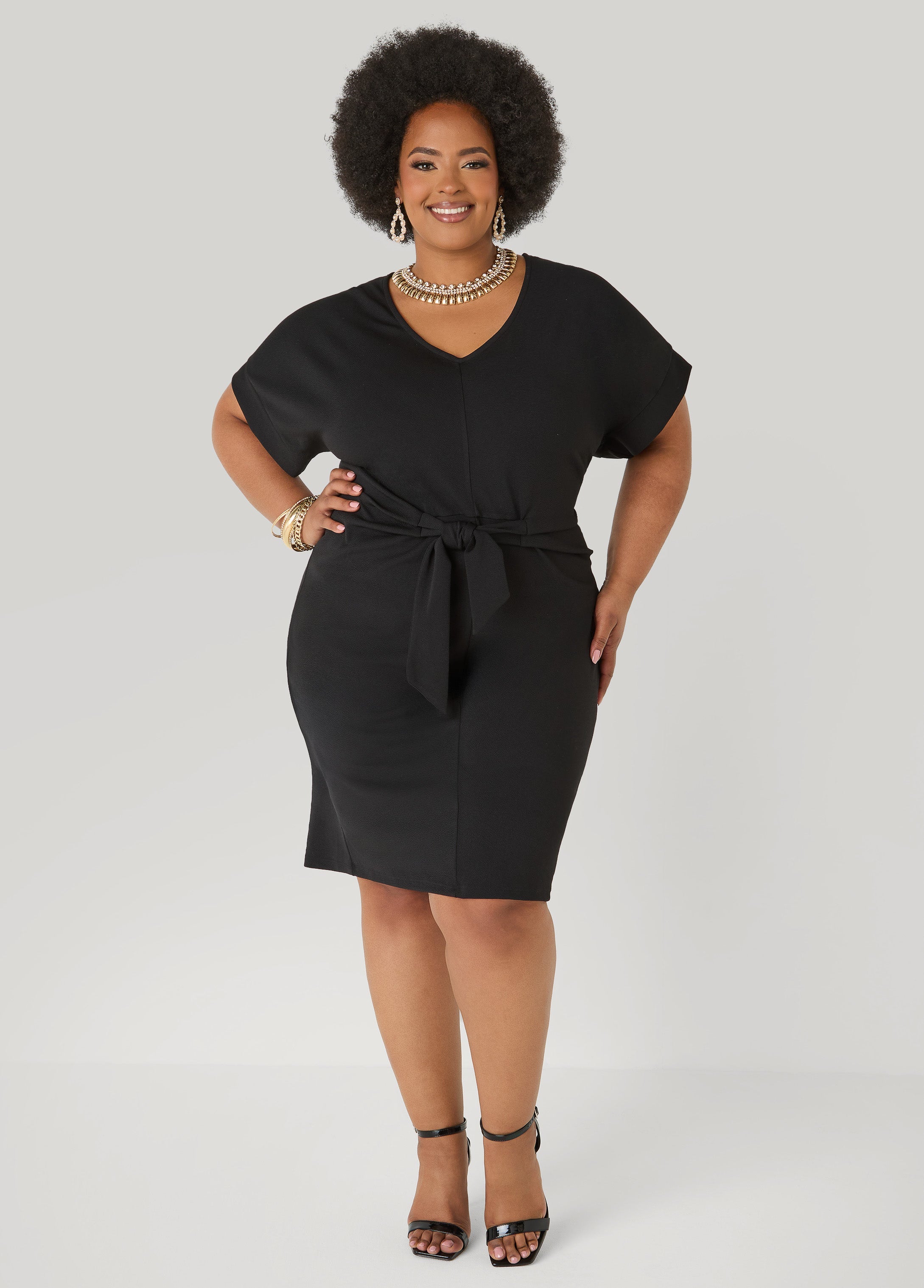Textured Tie Front Dress