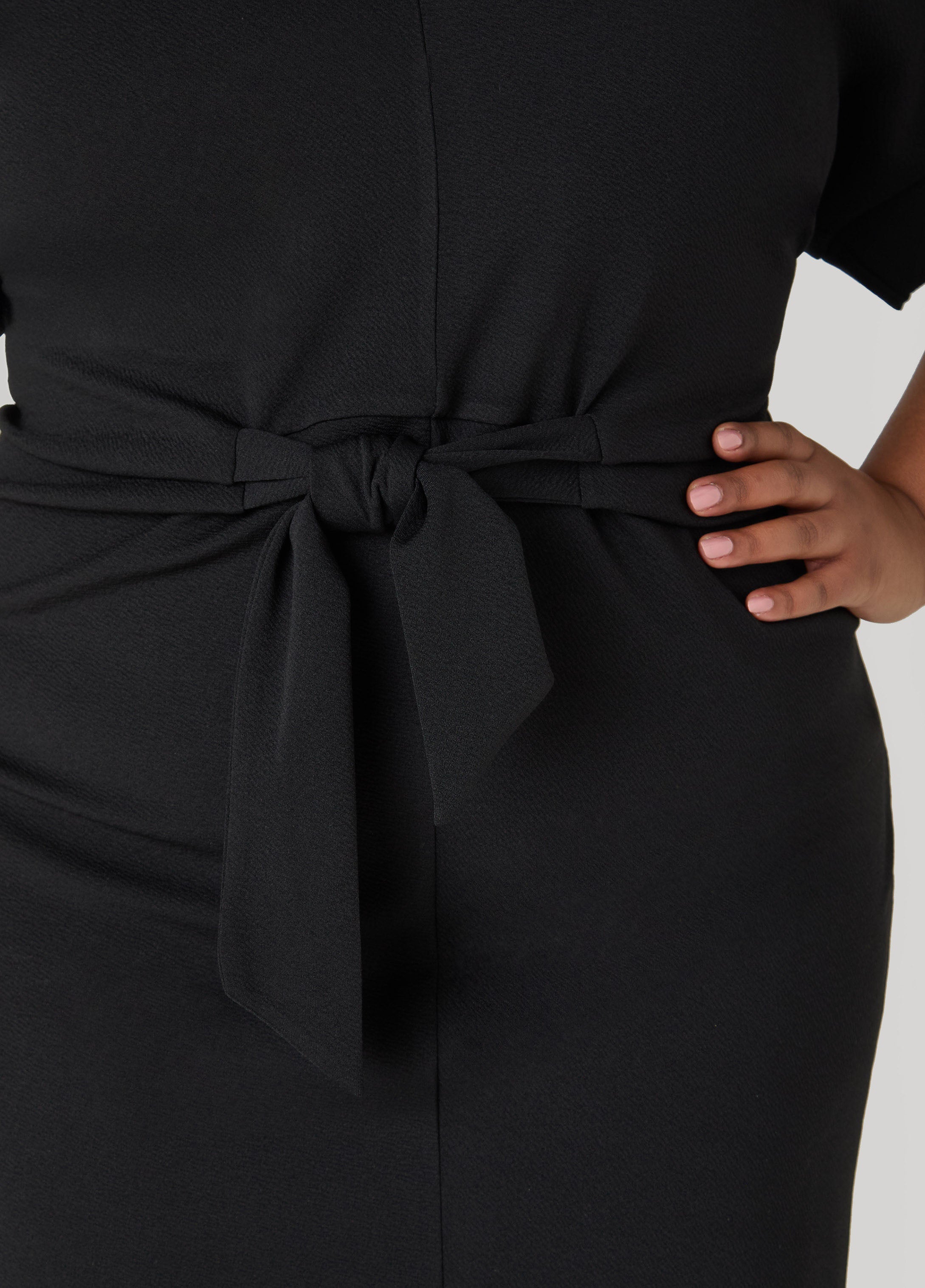 Textured Tie Front Dress