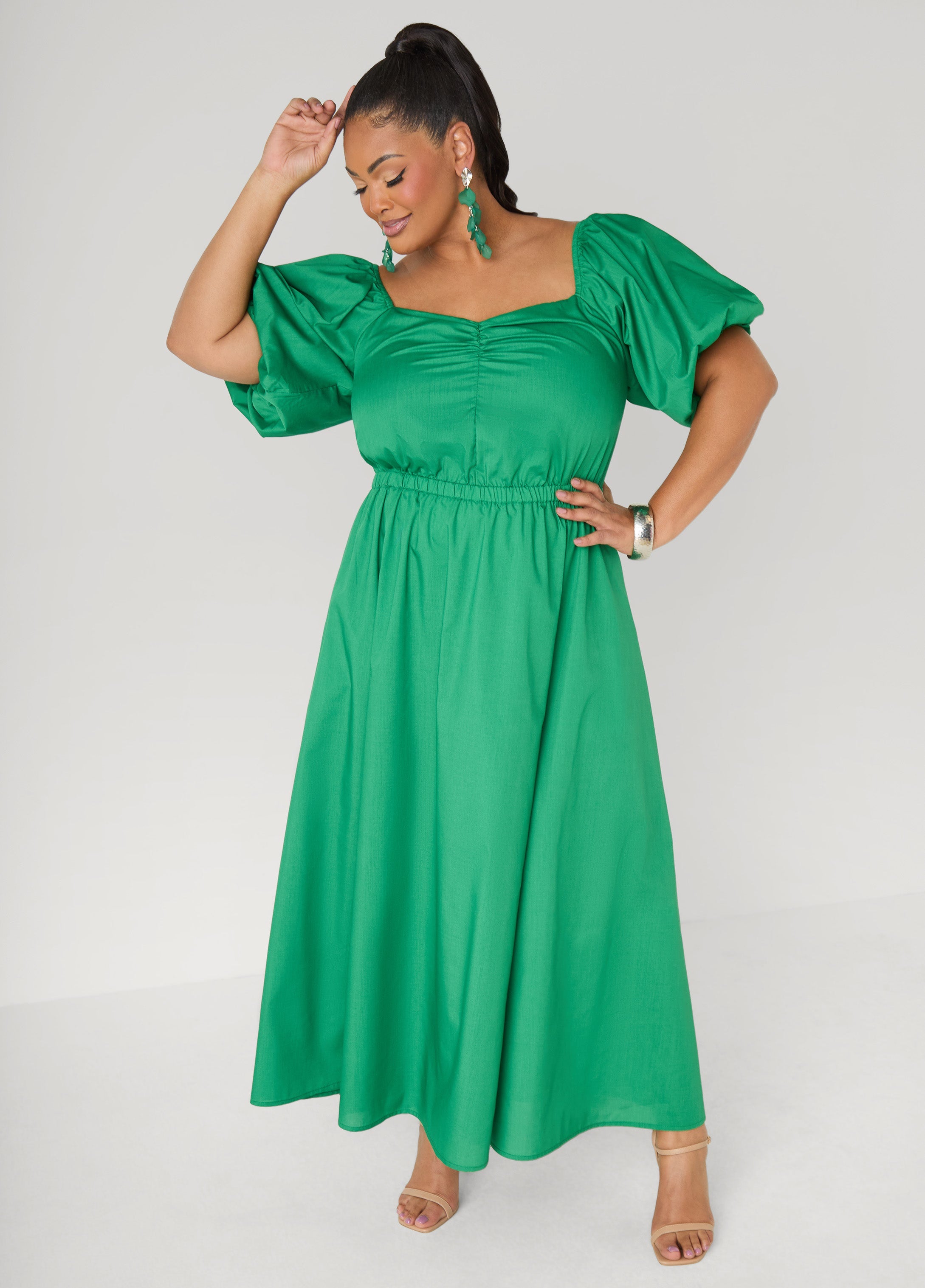 Bubble Sleeved Maxi Dress