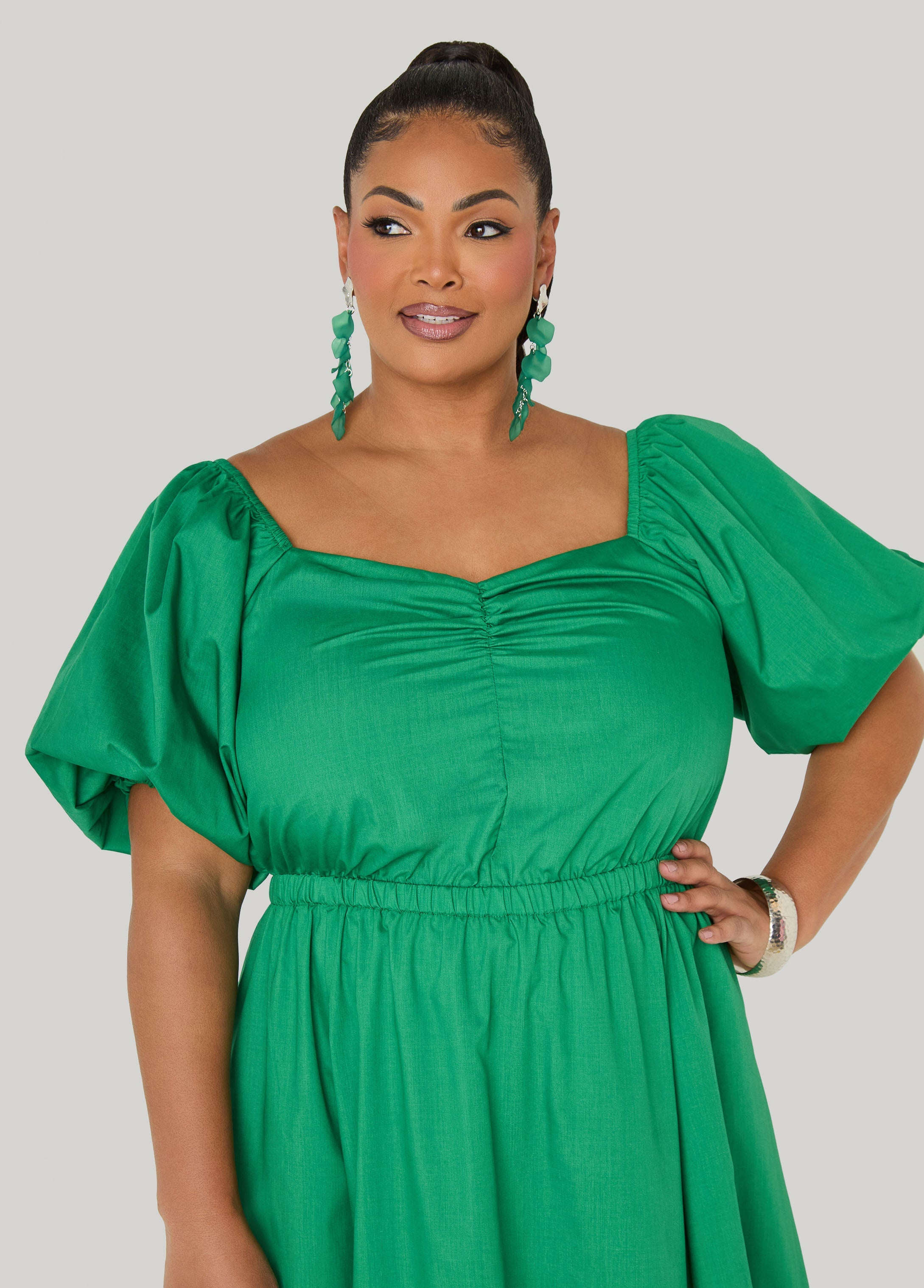 Bubble Sleeved Maxi Dress