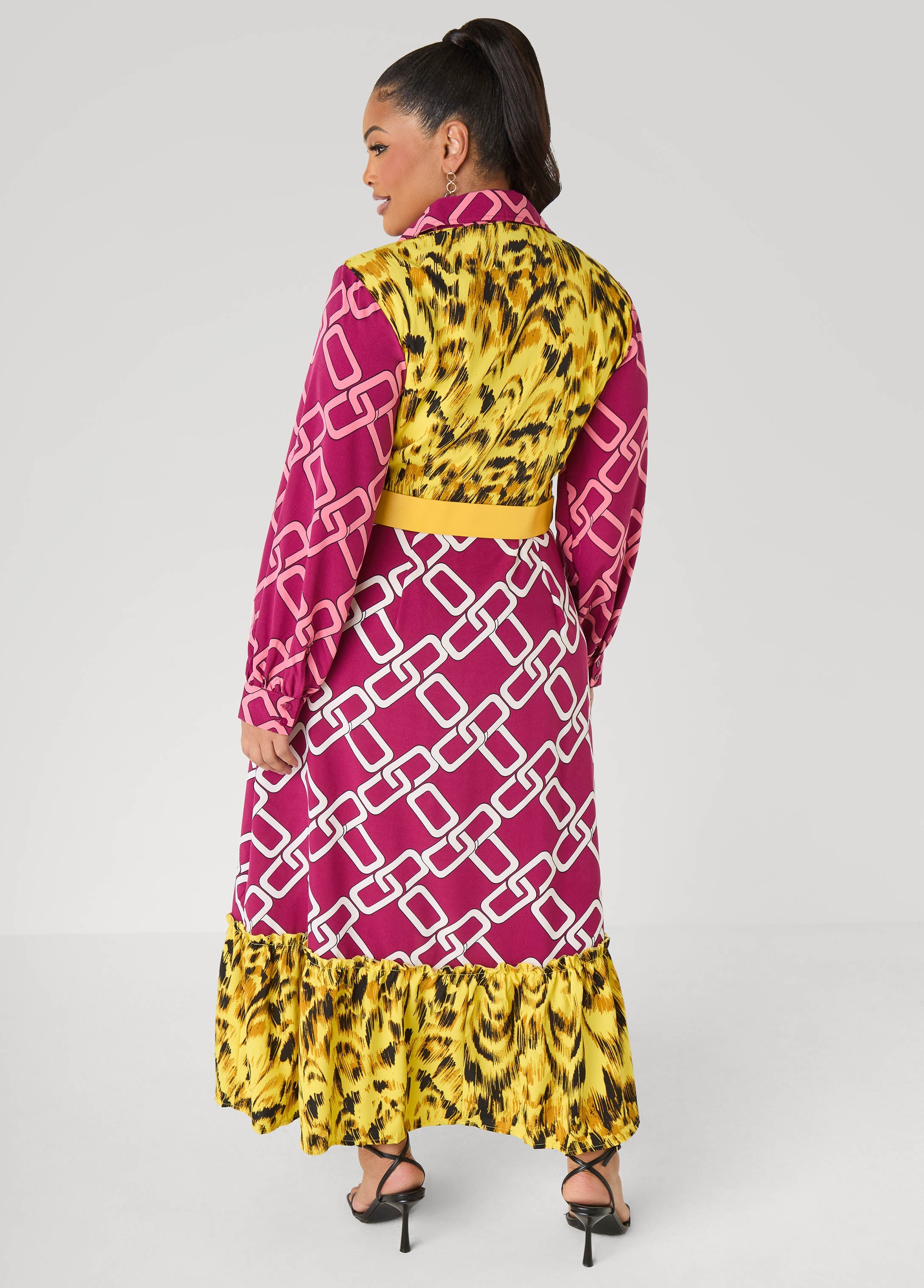Belted Printed Maxi Shirtdress