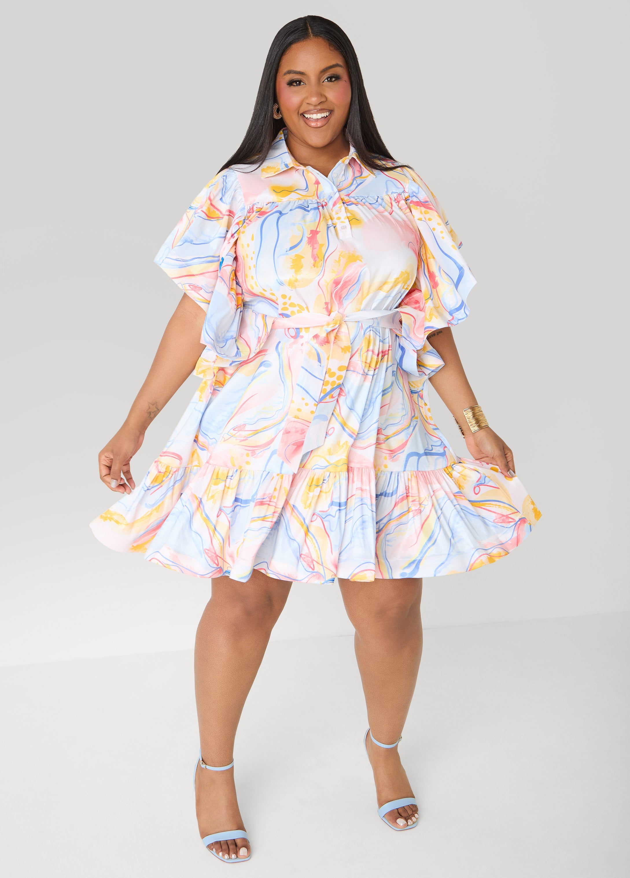 Ruffled Watercolor Dress