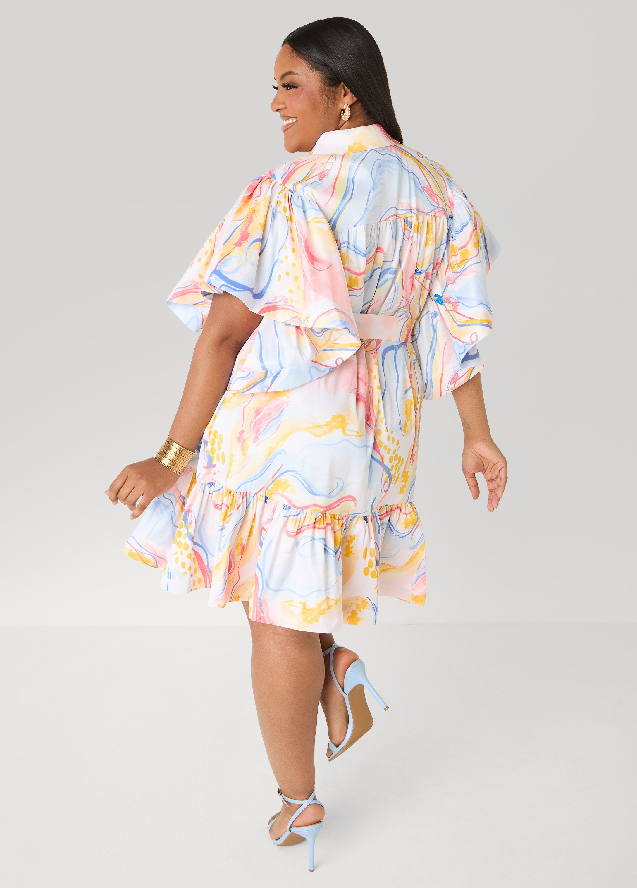 Ruffled Watercolor Dress