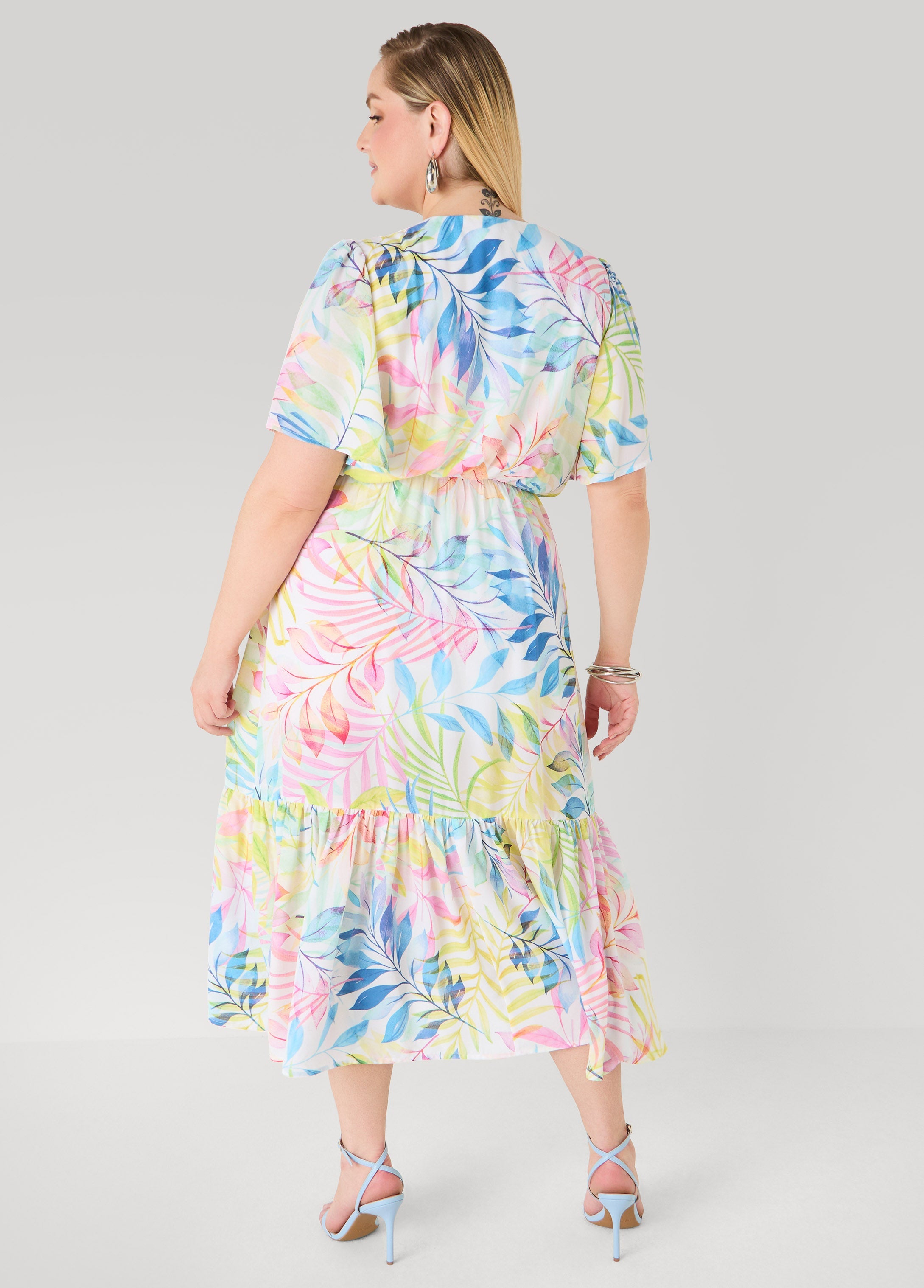 Tall Faux Wrap Watercolor Floral Dress