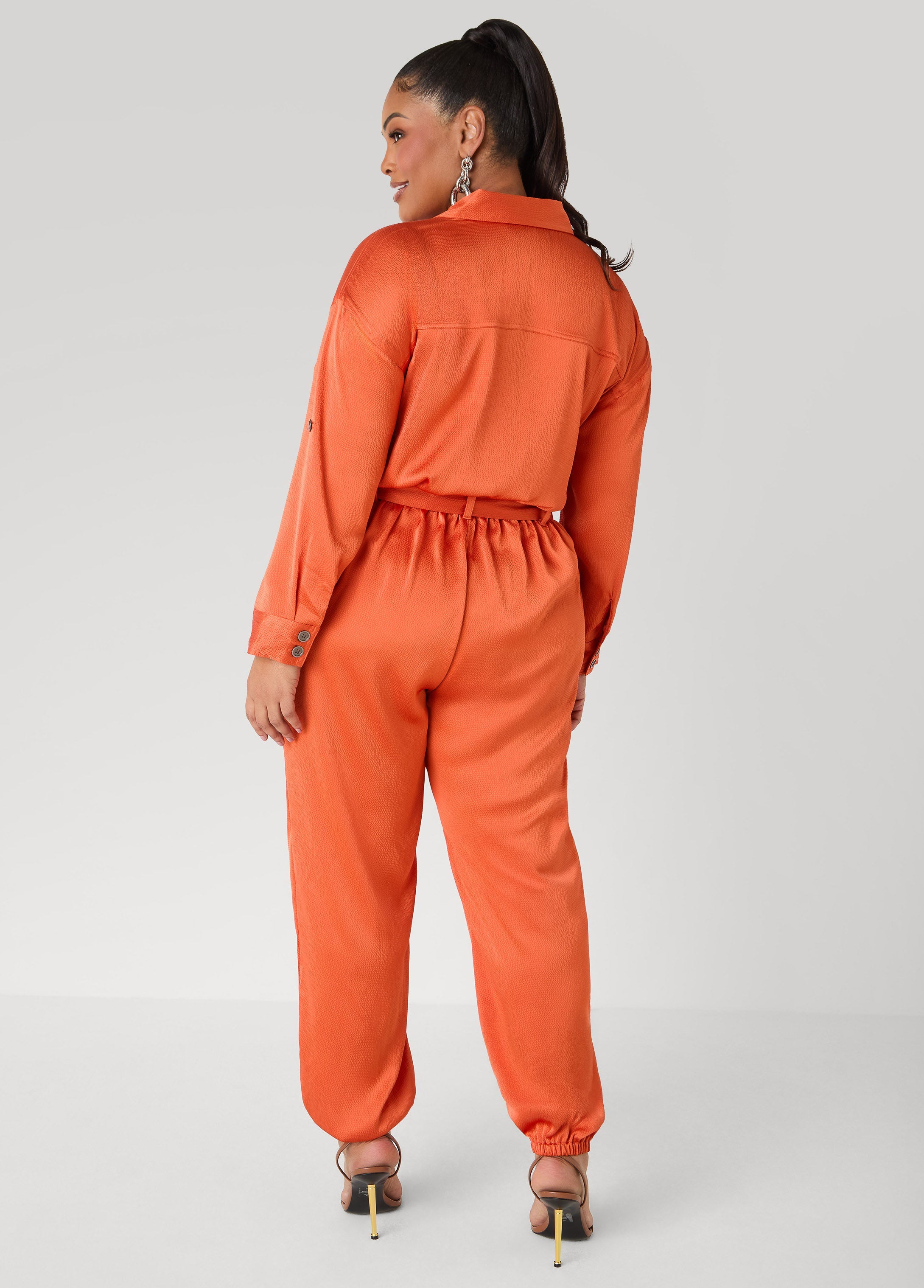 Hammered Satin Joggers Jumpsuit
