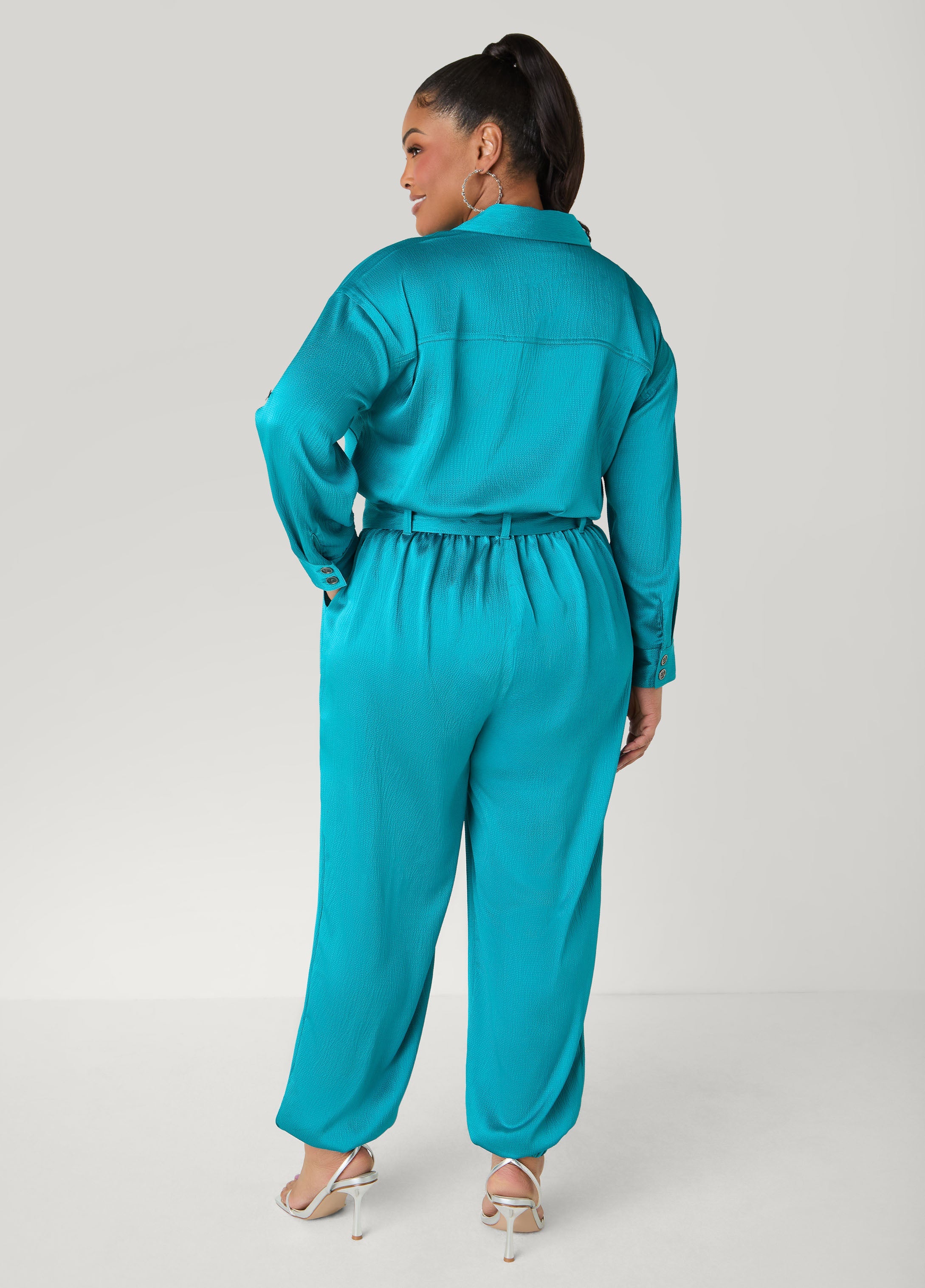 Hammered Satin Joggers Jumpsuit