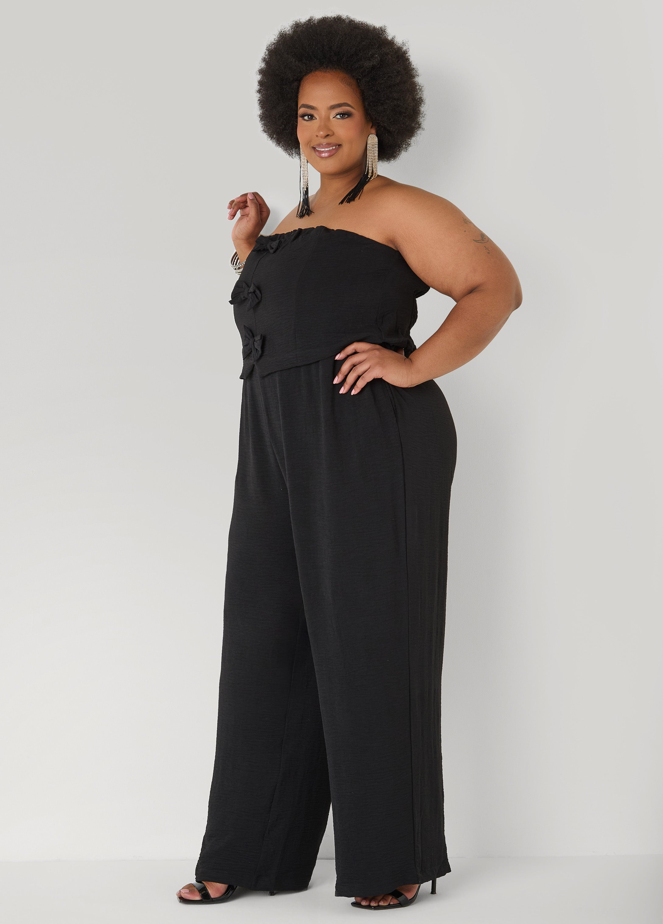 Strapless Bow Embellished Jumpsuit