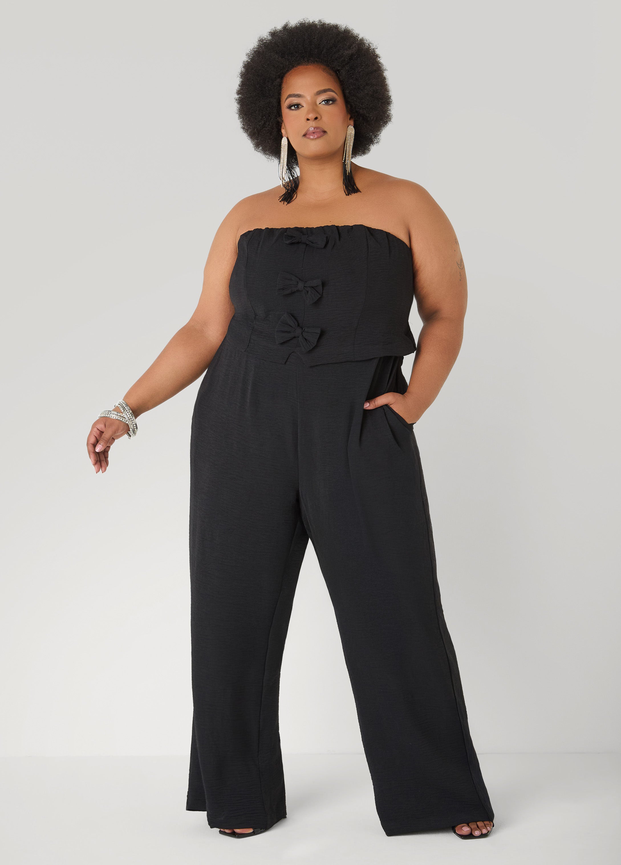Strapless Bow Embellished Jumpsuit