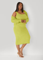 Textured Checked Midi Skirt