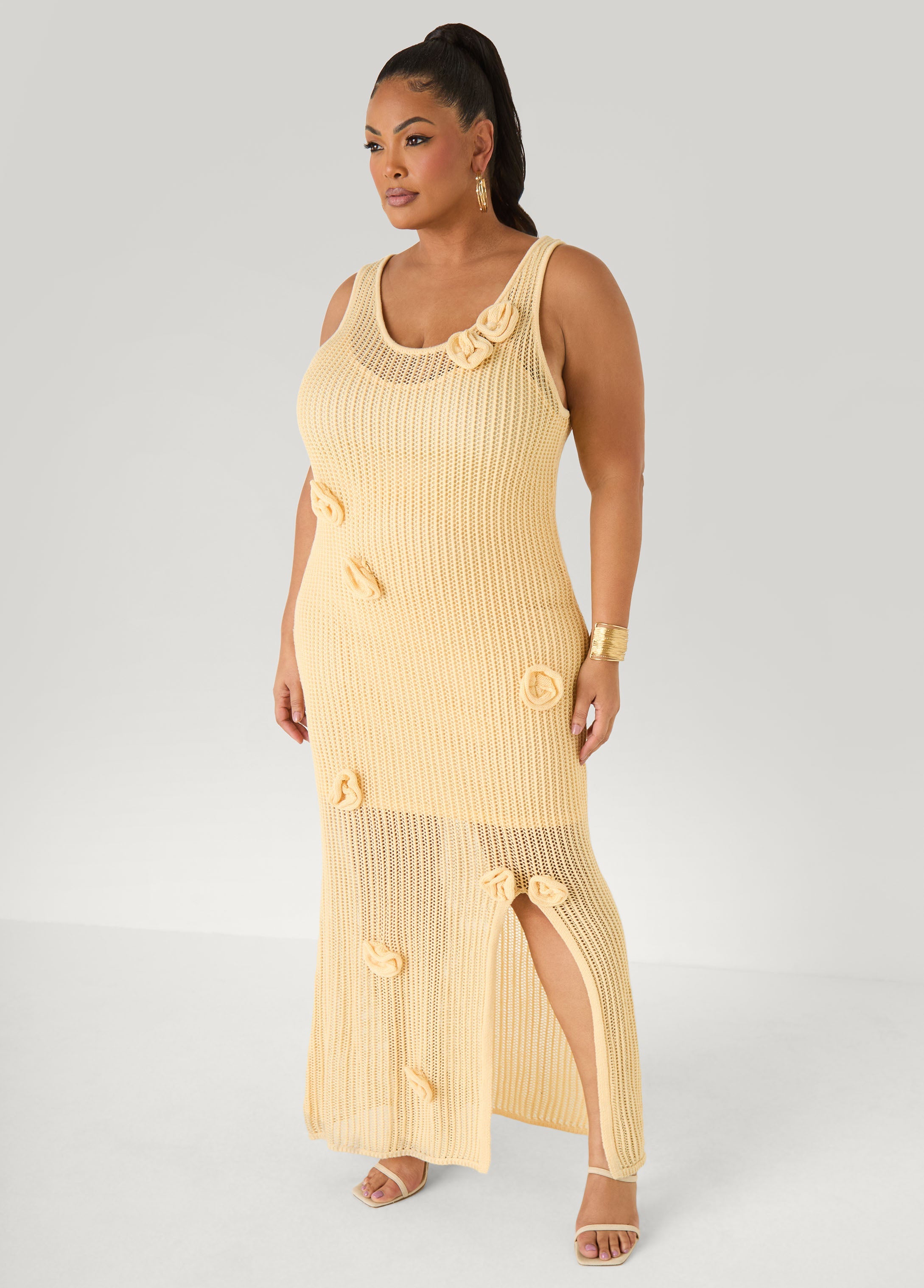 Rosette Crochet Maxi Dress