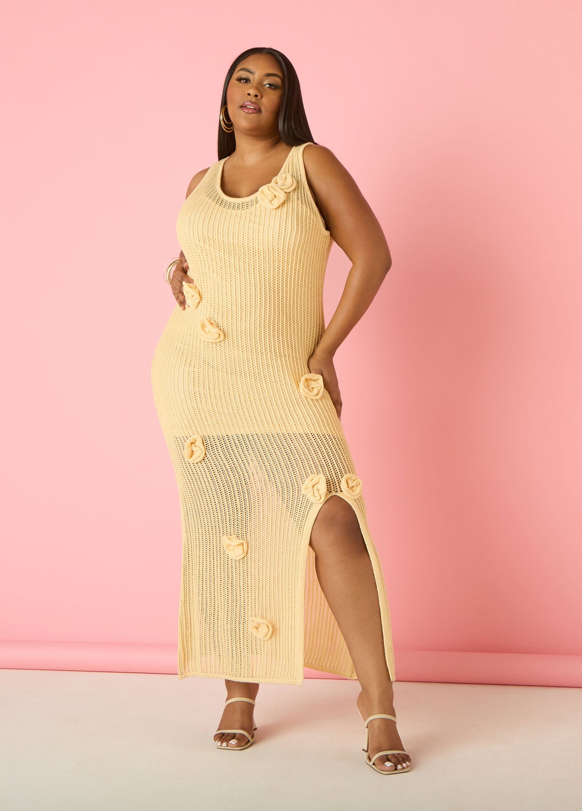 Rosette Crochet Maxi Dress
