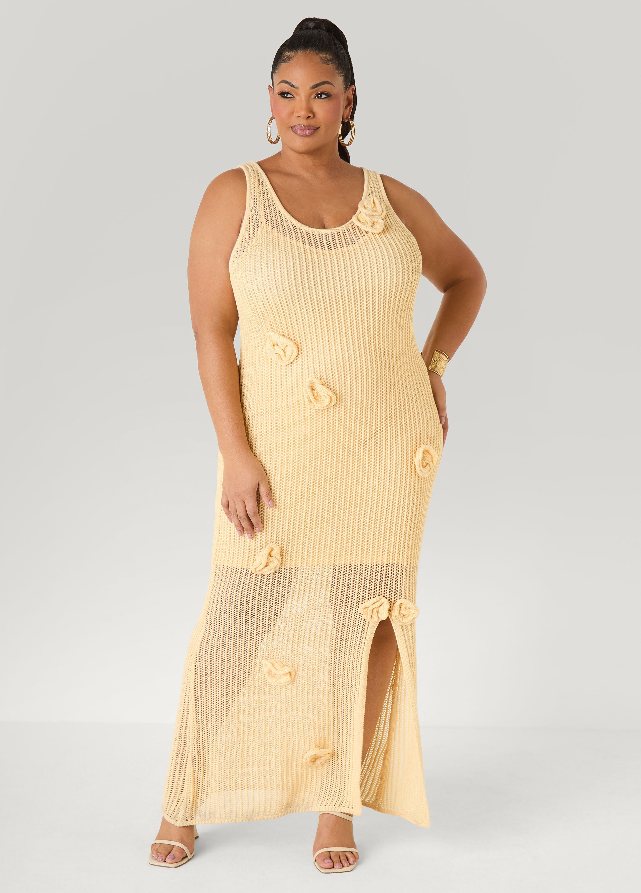 Rosette Crochet Maxi Dress