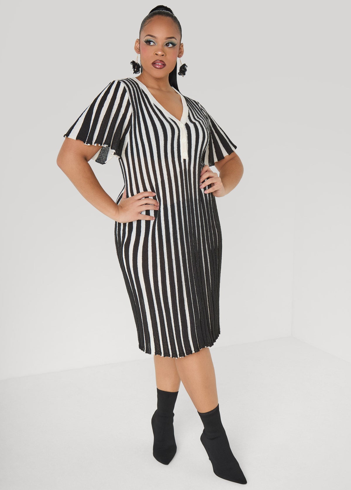 Striped A Line Sweater Dress