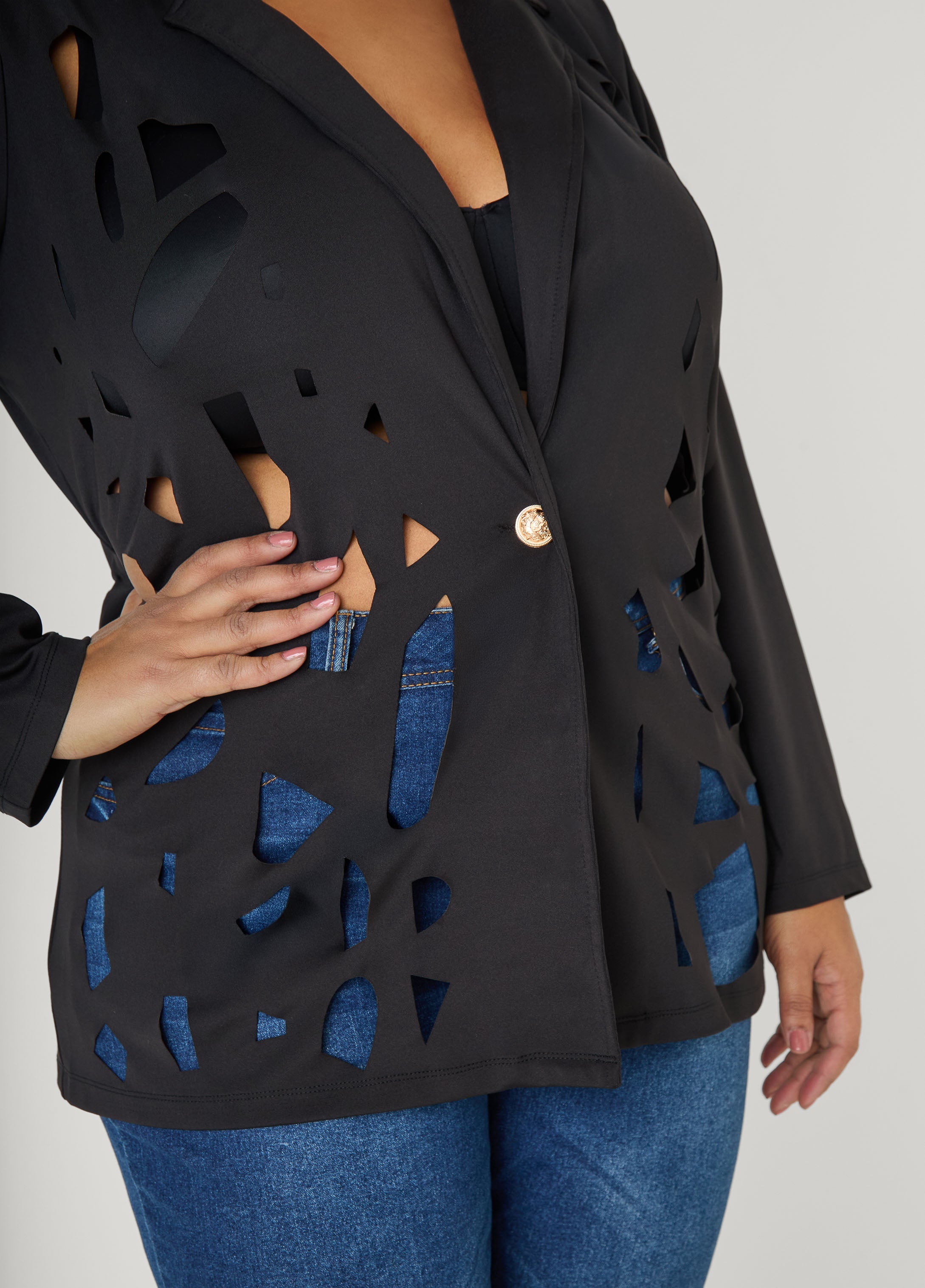Cutout Knit Blazer