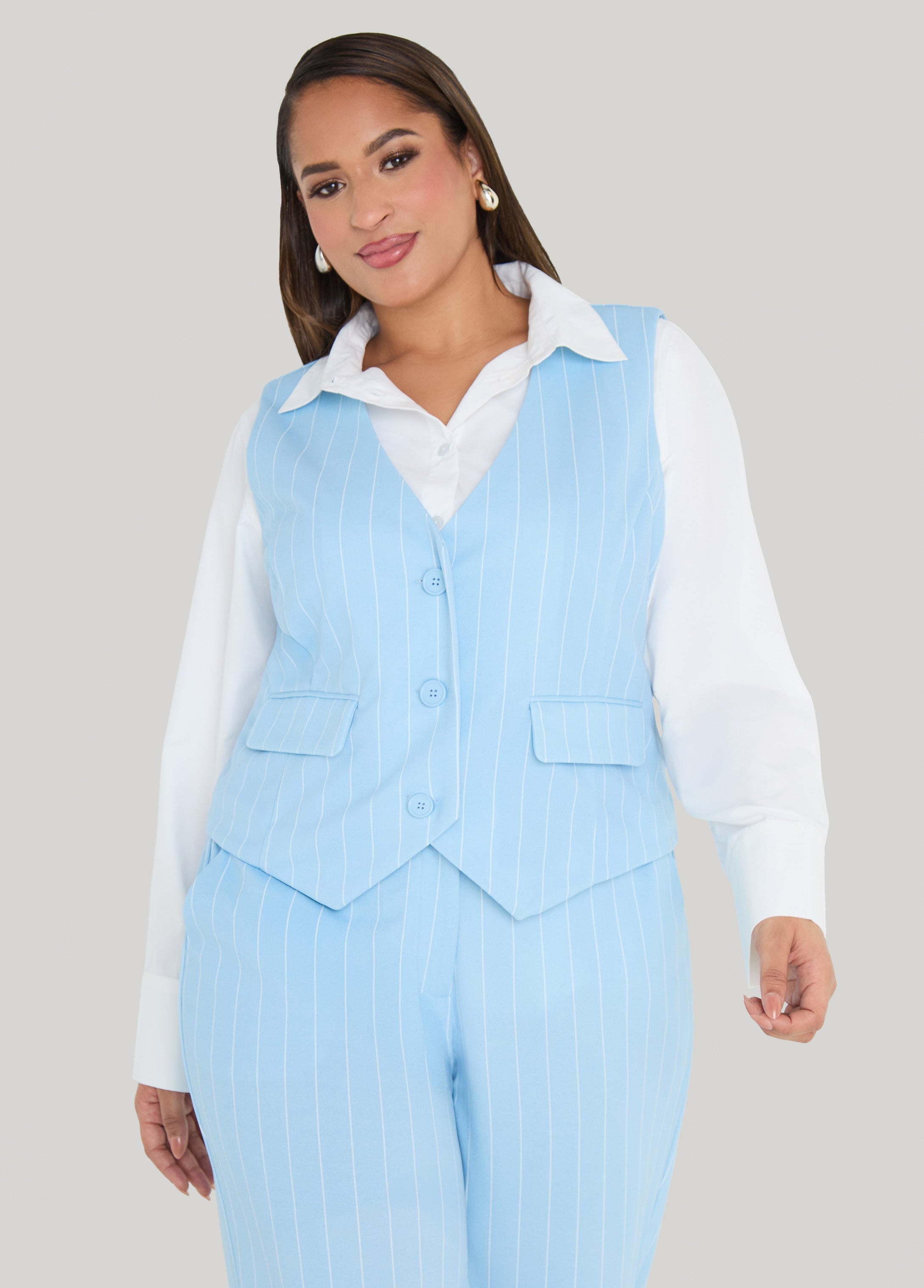 Striped Crepe Vest