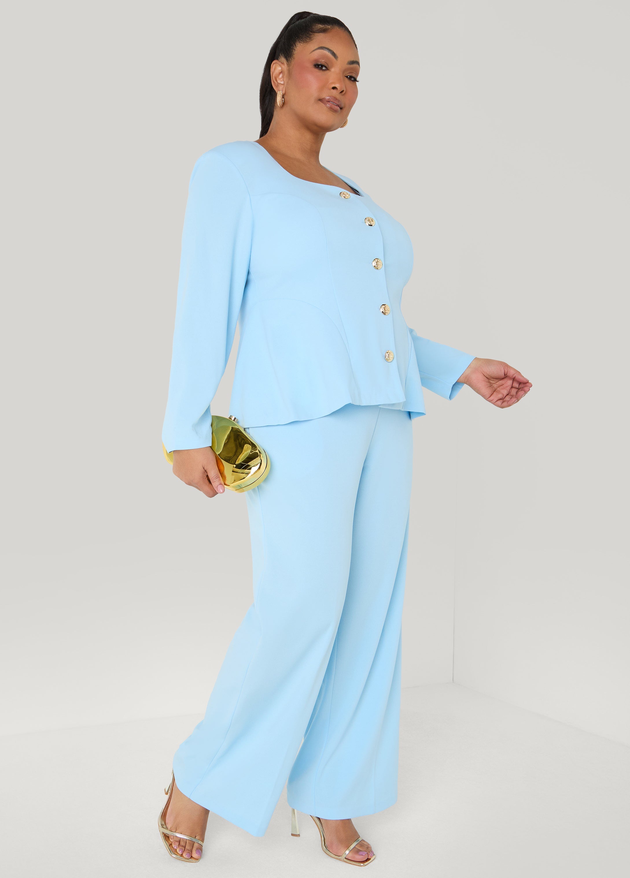Square Neck Peplum Blazer