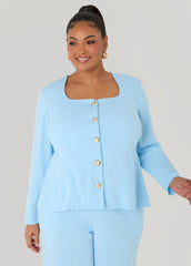 Square Neck Peplum Blazer