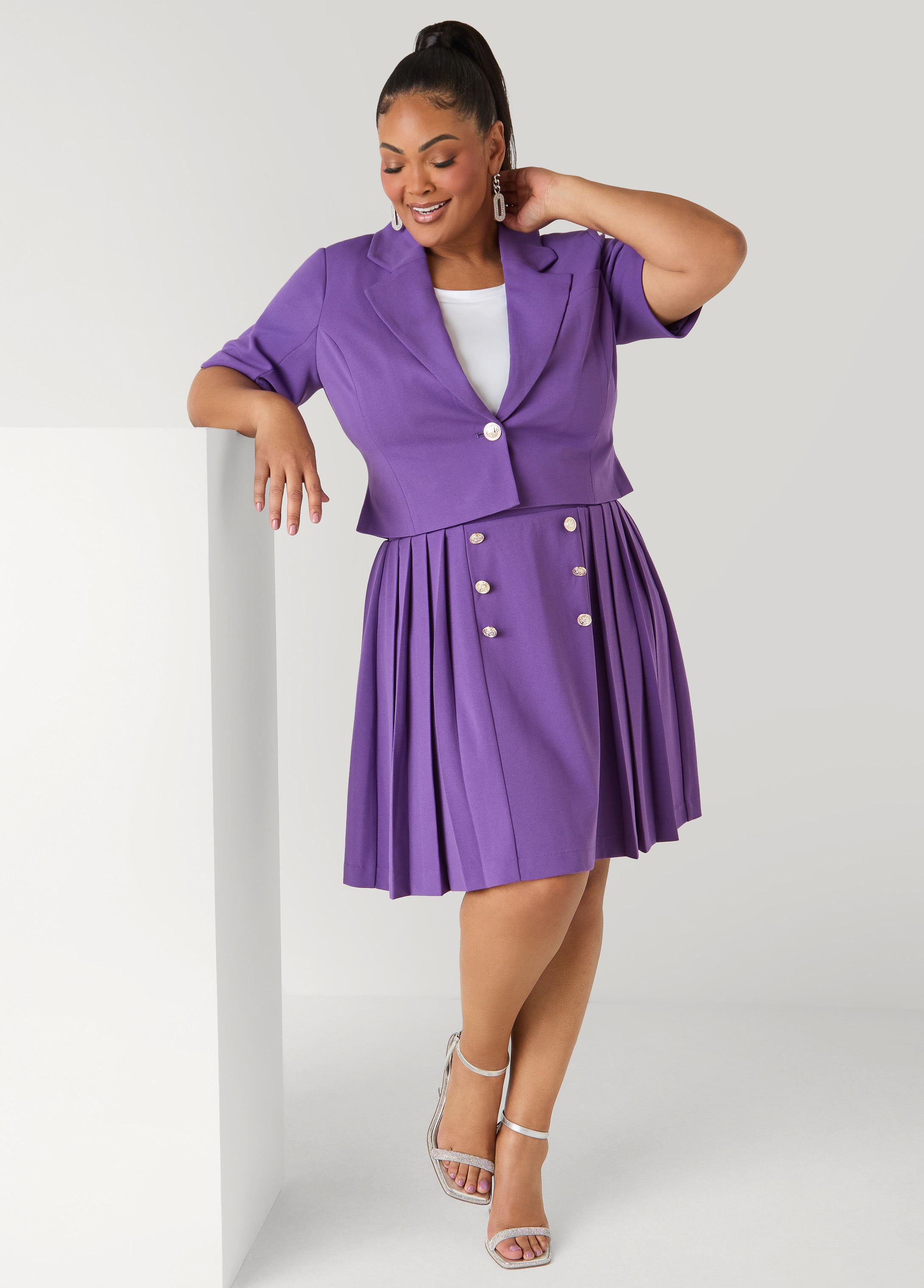 Cropped Button Front Blazer