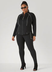 Piped Zip Front Track Jacket