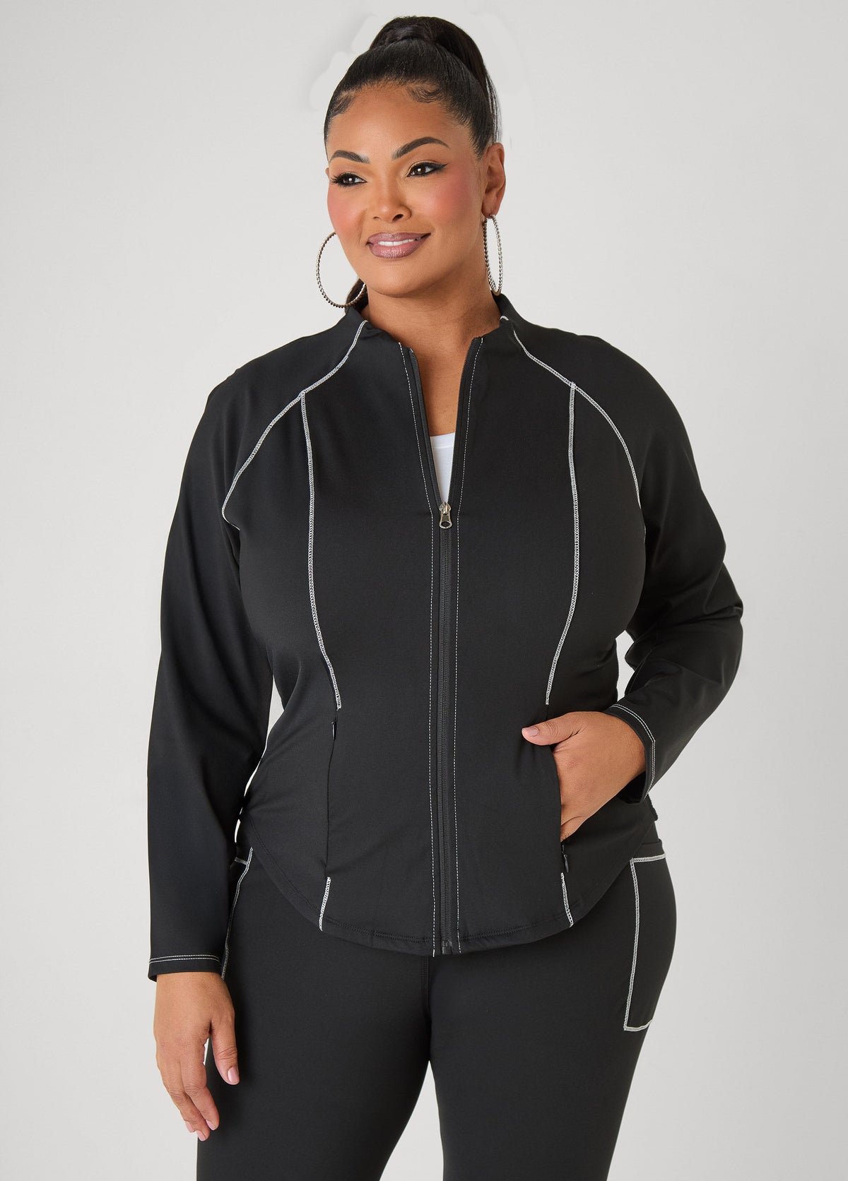 Piped Zip Front Track Jacket